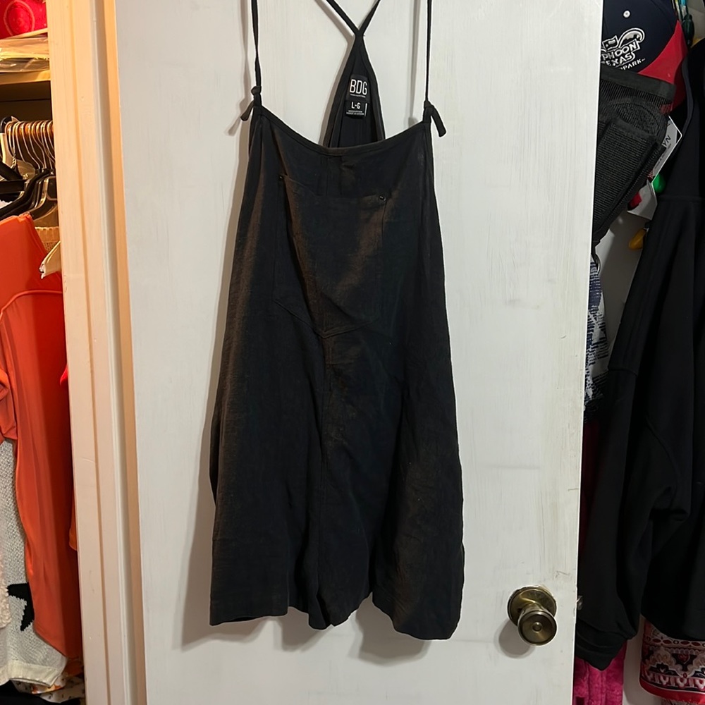 Black urban outfitters overall shorts